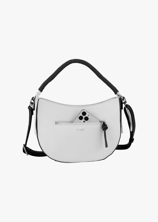 Bolso bandolera bicolor asa superior trenzada negro