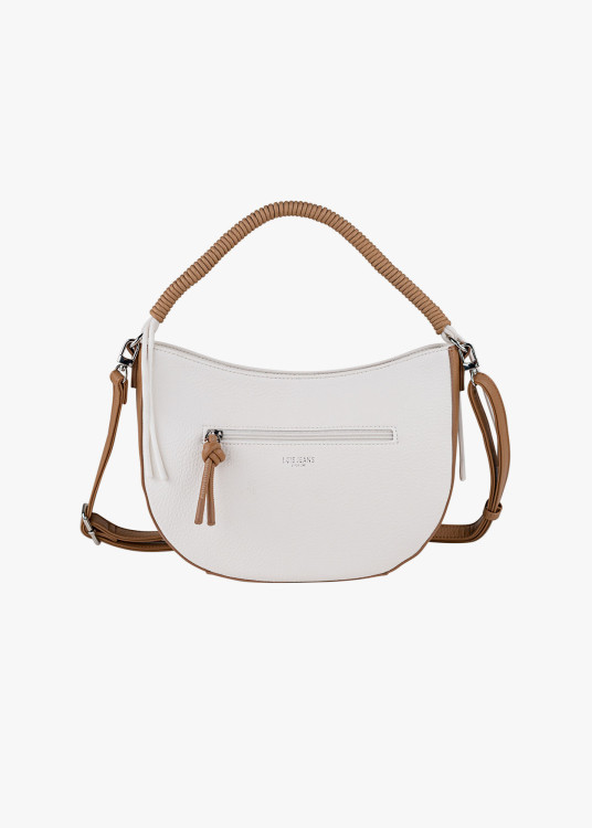 Bolso Bandolera bicolor asa superior trenzada marrón