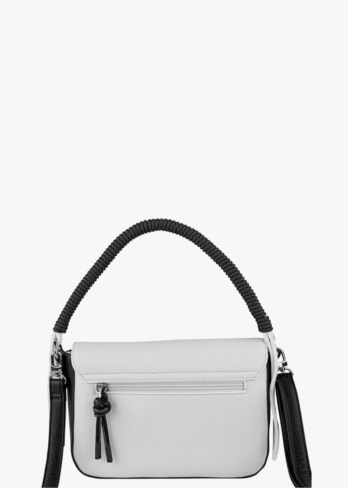 Bolso bandolera bicolor asa superior trenzada negro