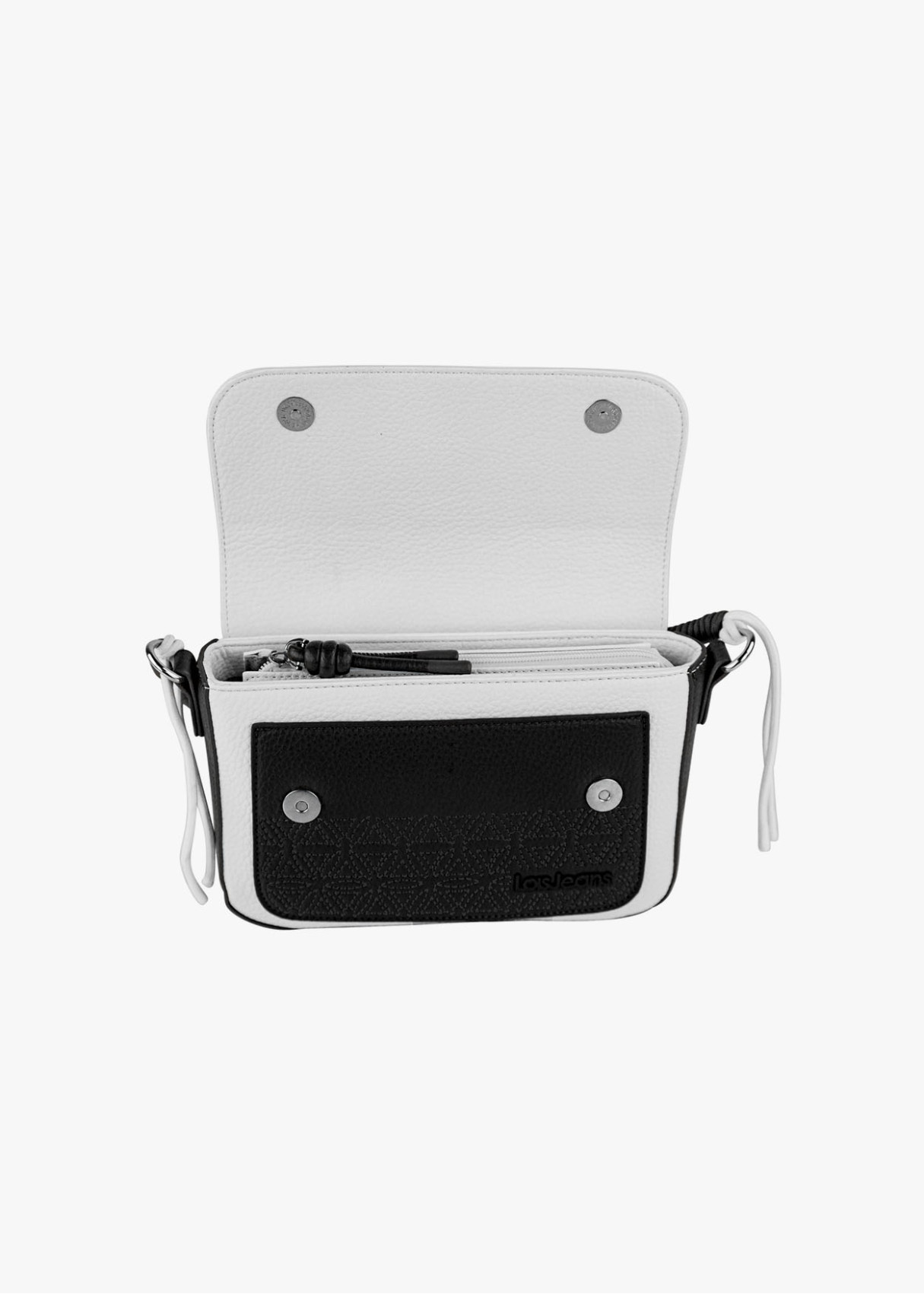 Bolso bandolera bicolor asa superior trenzada negro