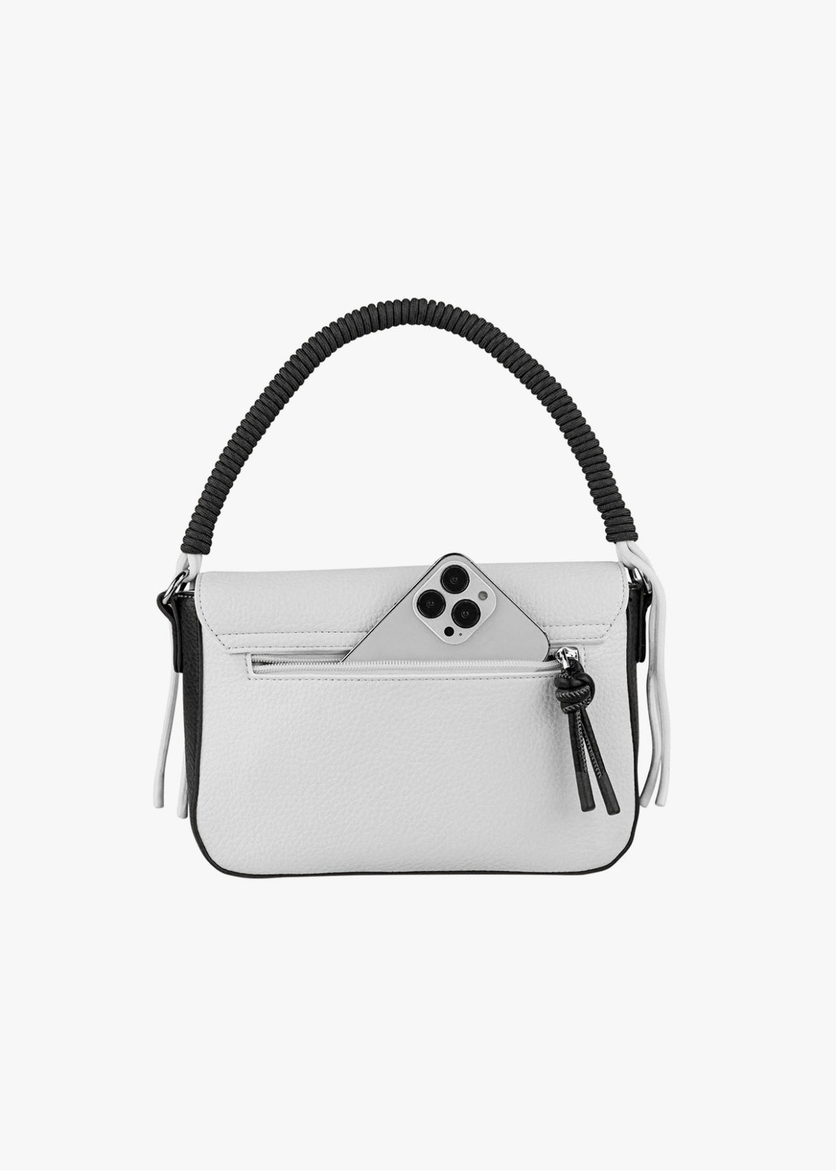 Bolso bandolera bicolor asa superior trenzada negro