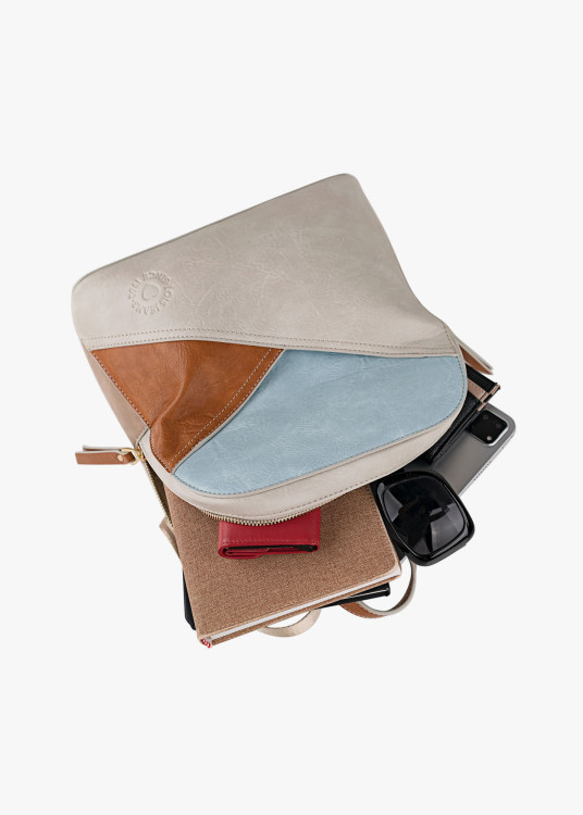 Mochila elegante estampado geométrico beige