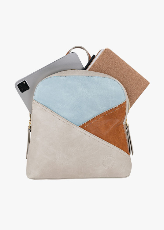 Mochila elegante estampado geométrico beige