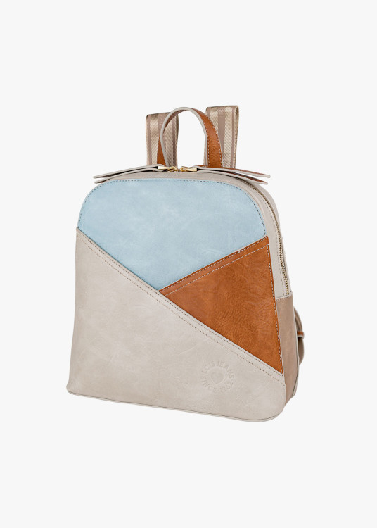 Mochila elegante estampado geométrico beige