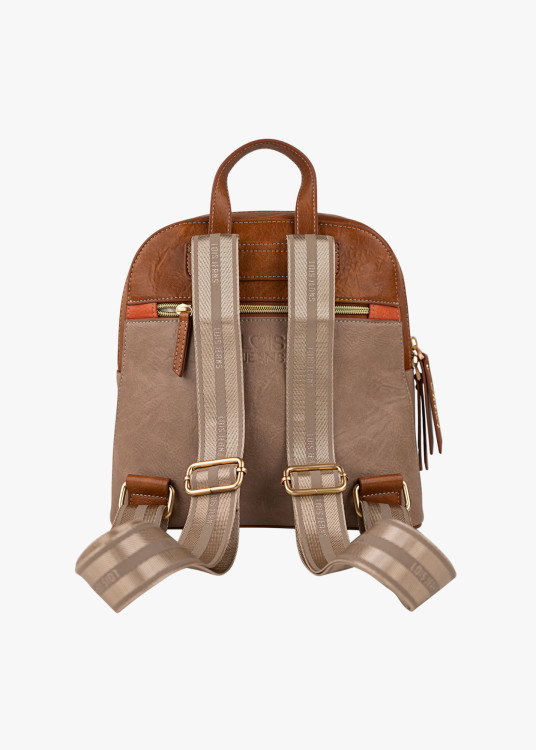 Mochila elegante estampado geométrico marrón