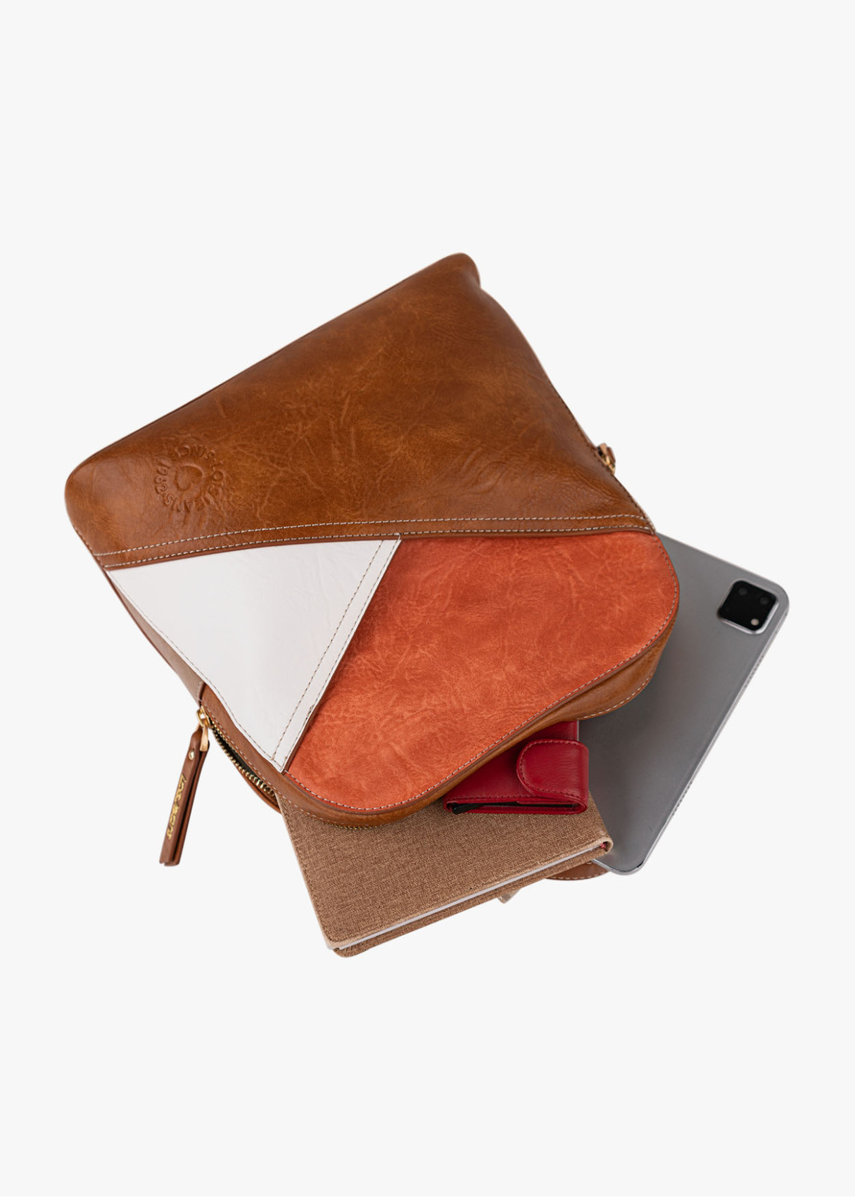 Mochila elegante estampado geométrico marrón