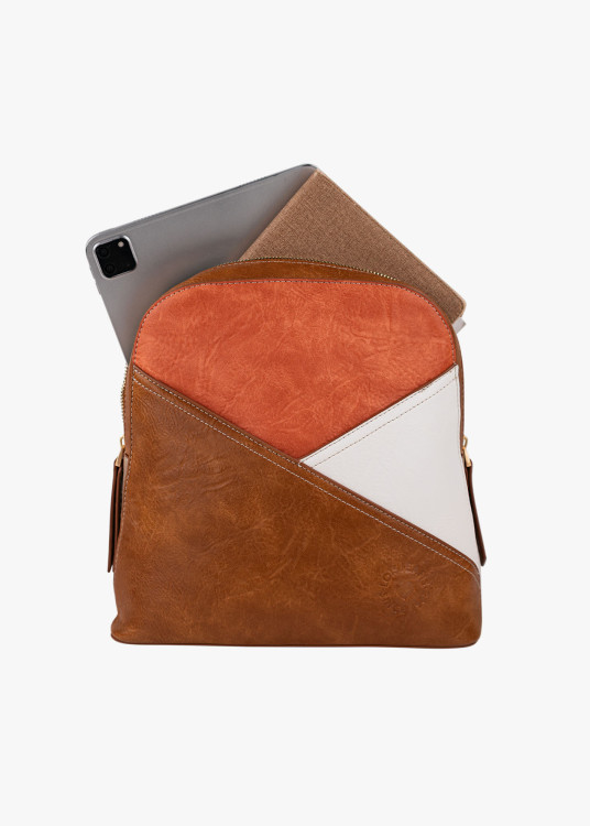 Mochila elegante estampado geométrico marrón