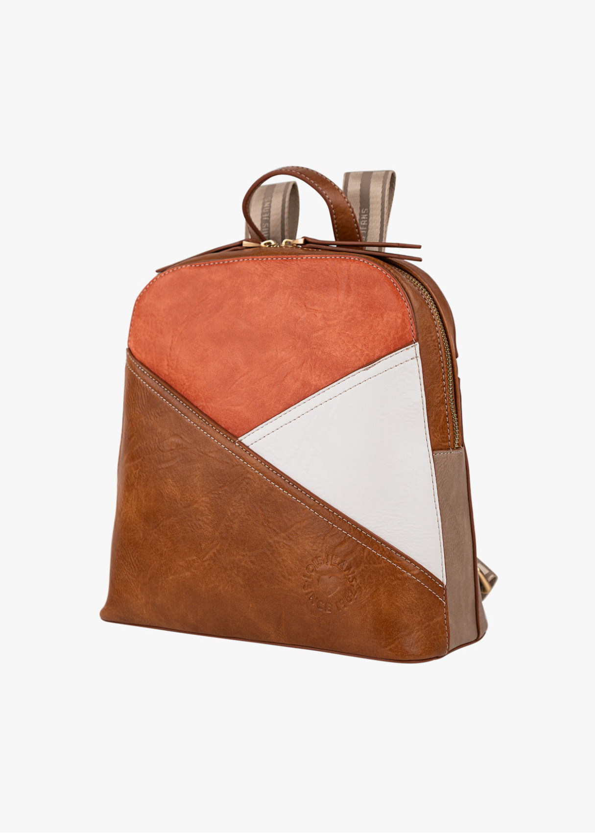 Mochila elegante estampado geométrico marrón