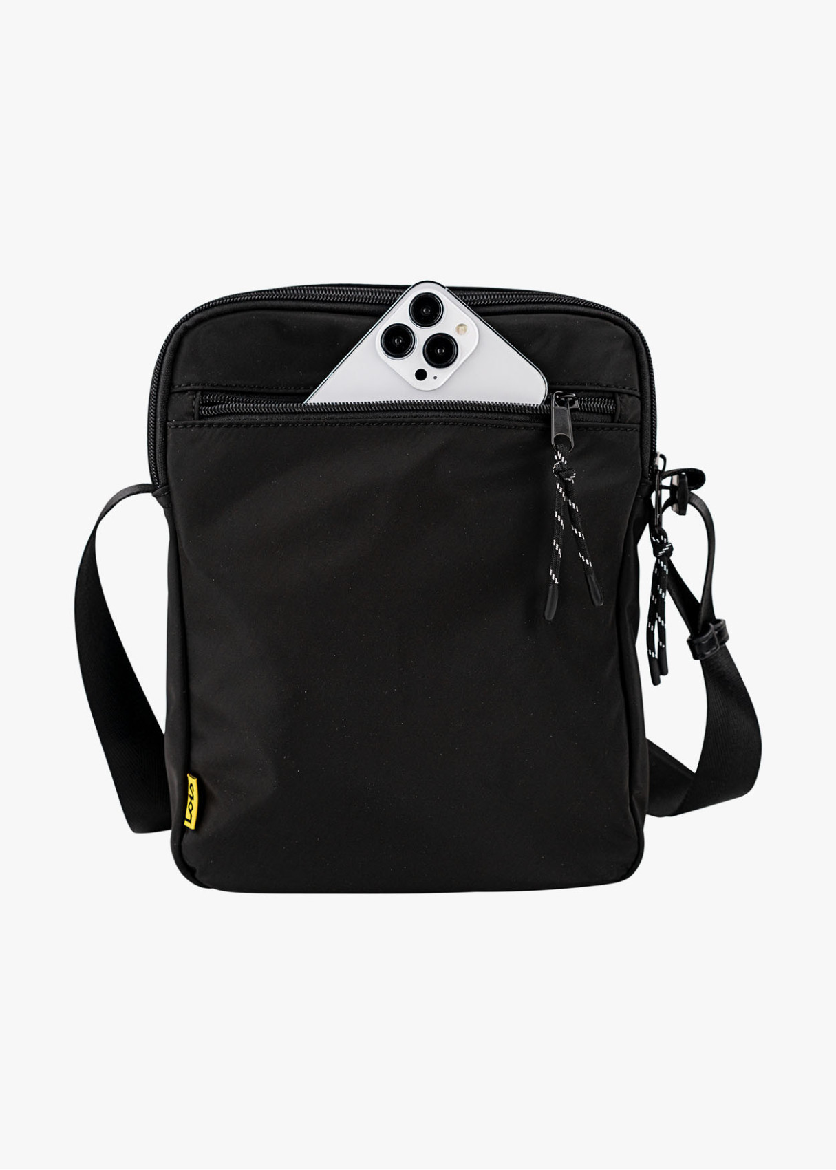Bandolera con bolsillo frontal y cierre de cremallera negro