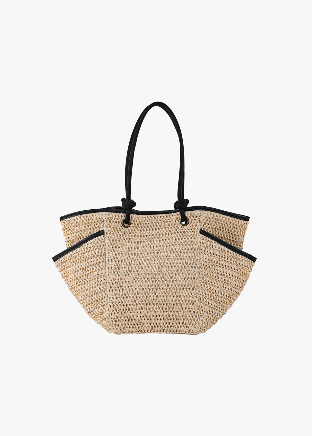 Capazo Rafia Rústico bolsillo delantero beige