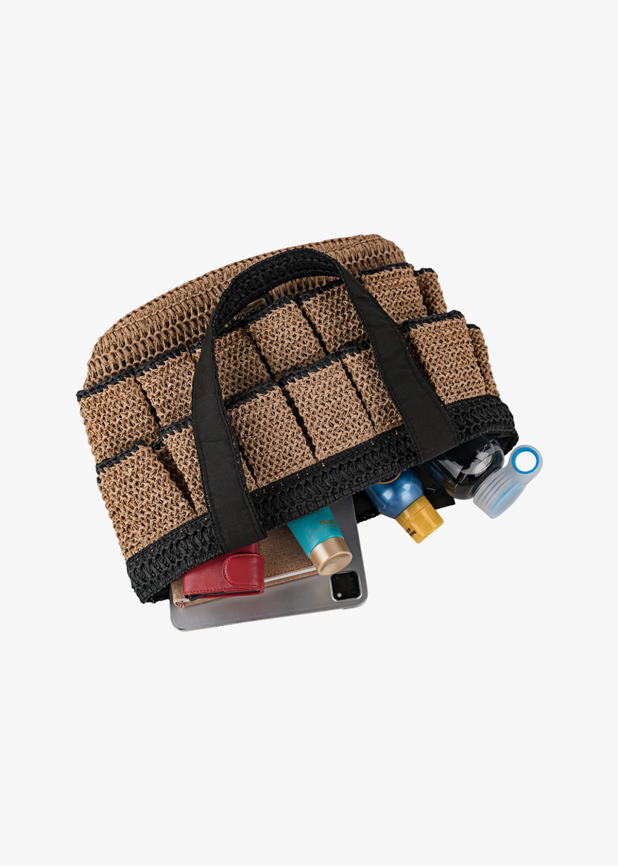 Bolso Capazo Rafia volantes negro