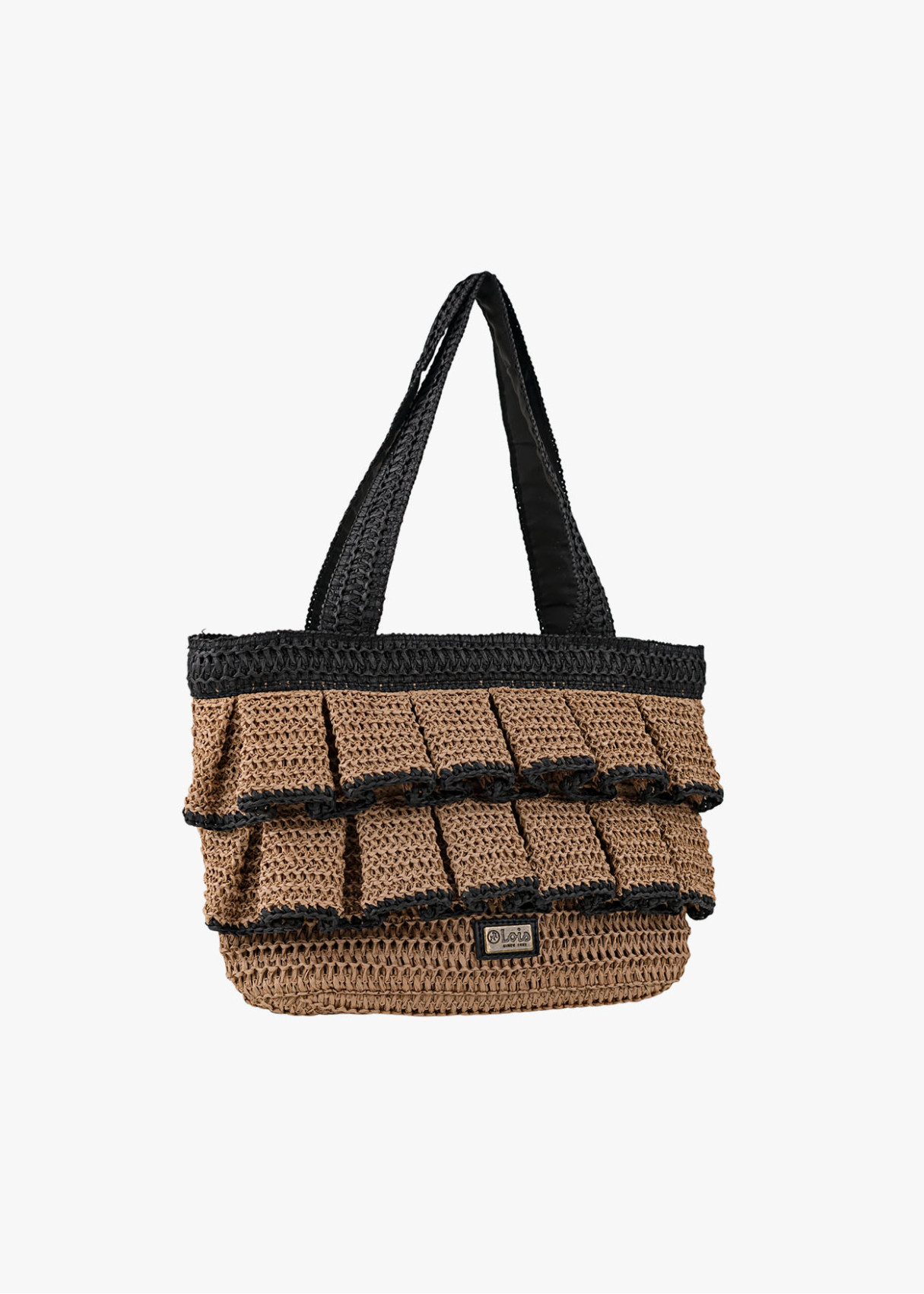 Bolso Capazo Rafia volantes negro