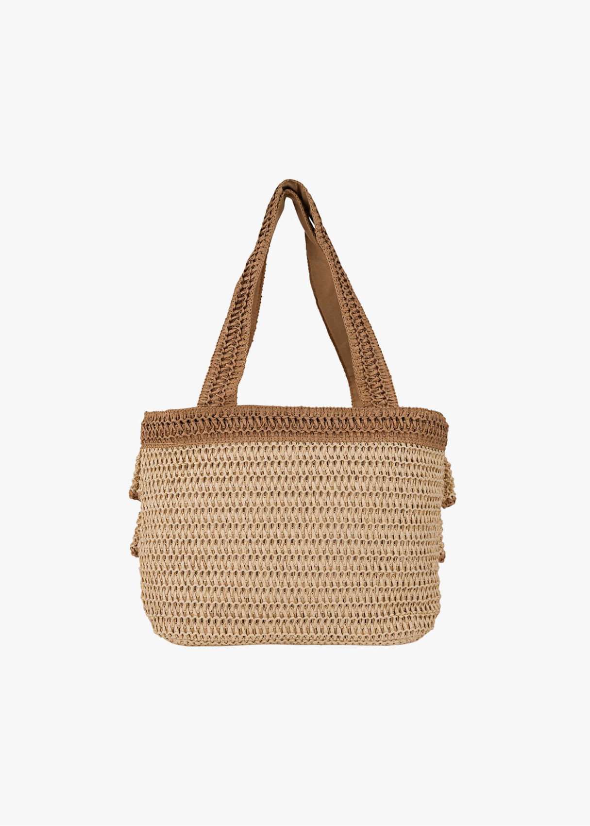 Bolso capazo rafia volantes marrón