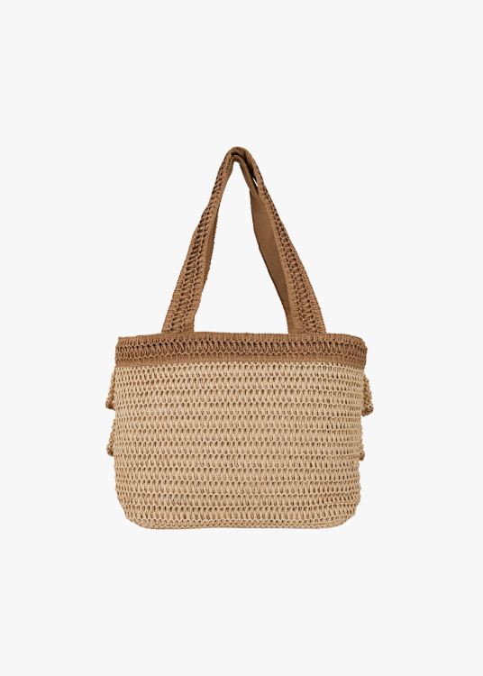 Bolso capazo rafia volantes marrón