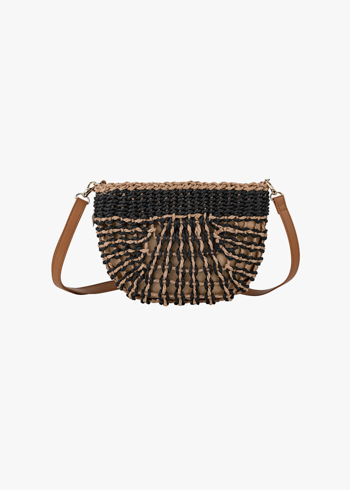 Bolso Bandolera elegante Rafia trenzado negro