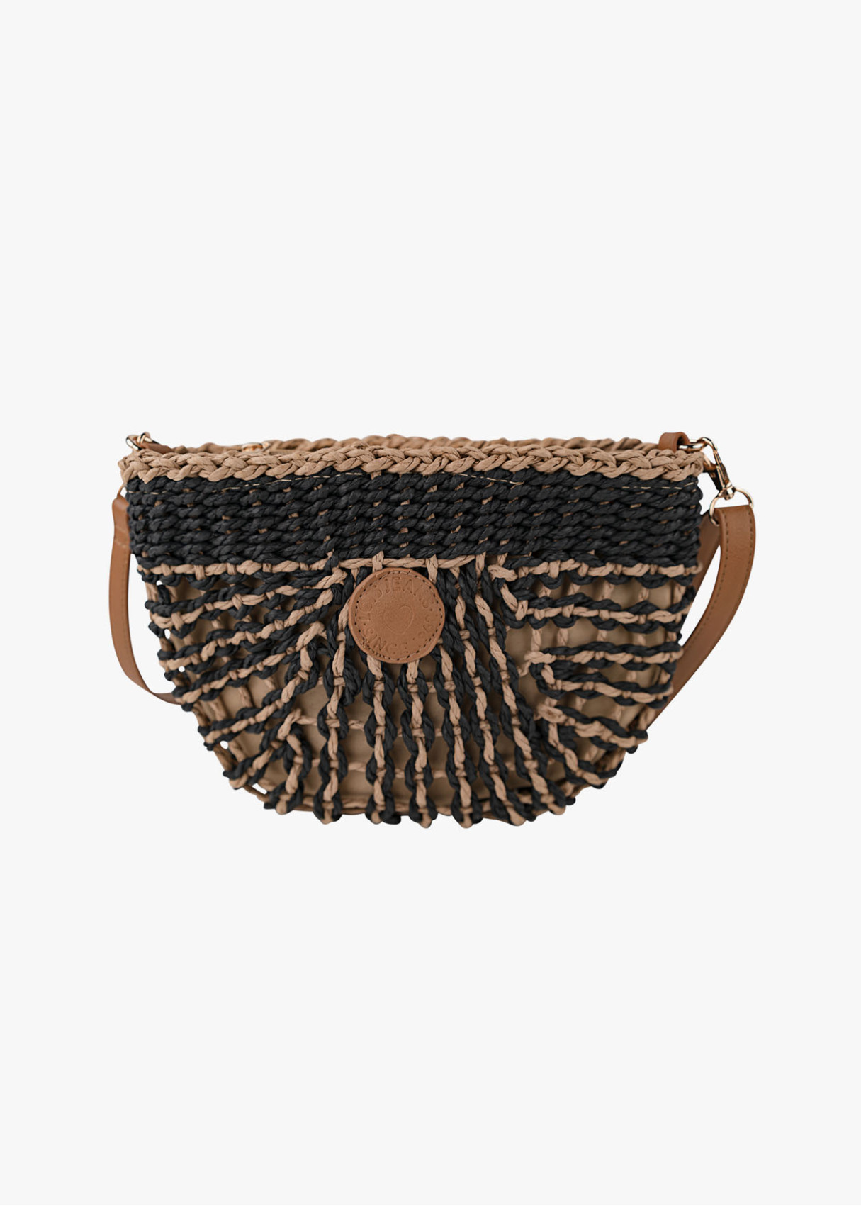 Bolso Bandolera elegante Rafia trenzado negro