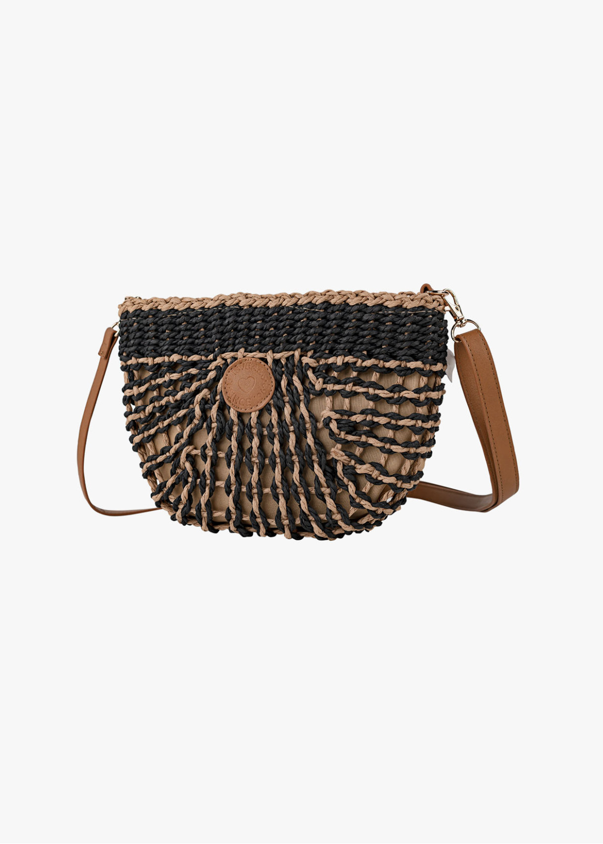 Bolso Bandolera elegante Rafia trenzado negro