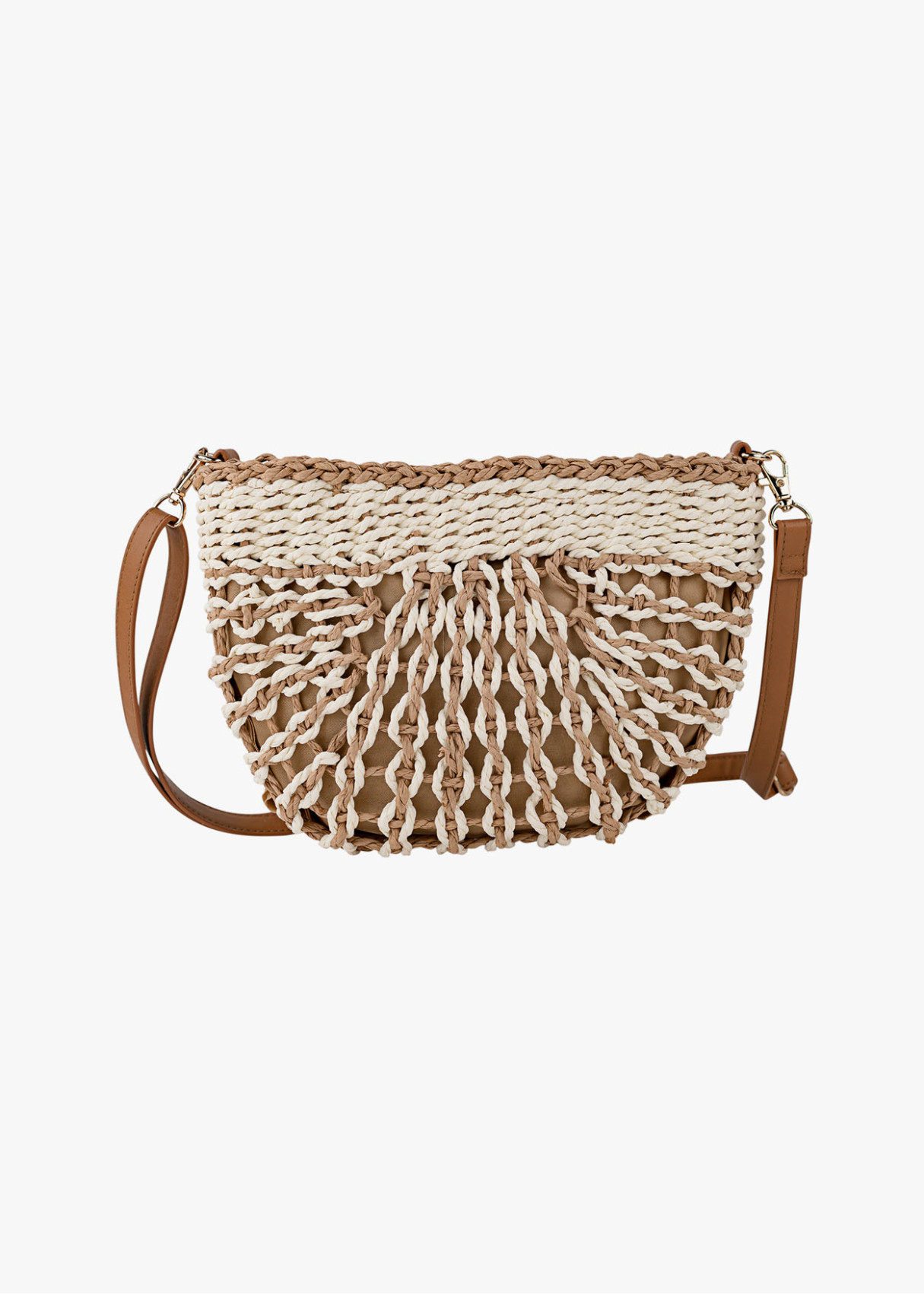 Bolso Bandolera elegante Rafia trenzado blanco
