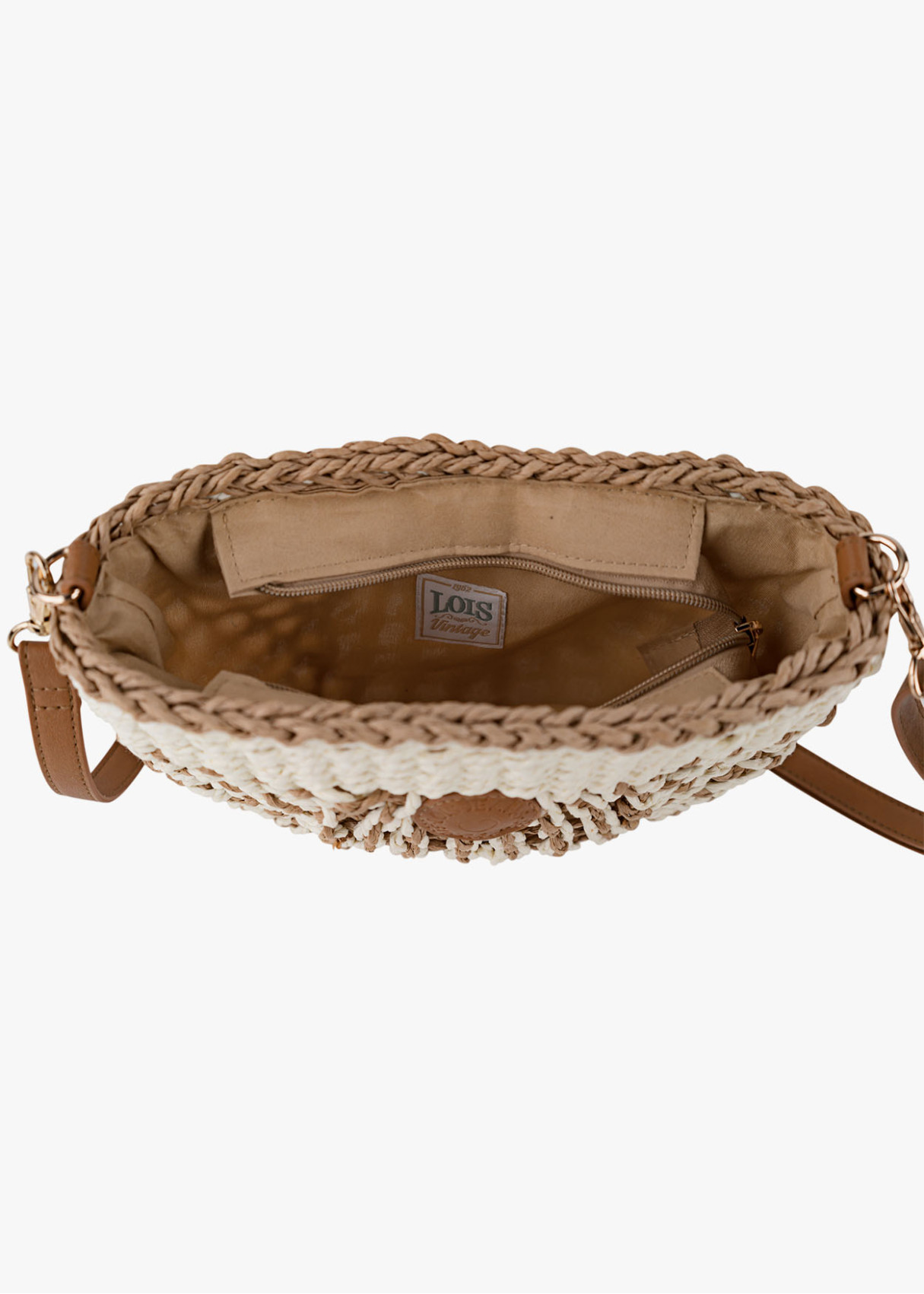 Bolso Bandolera elegante Rafia trenzado blanco