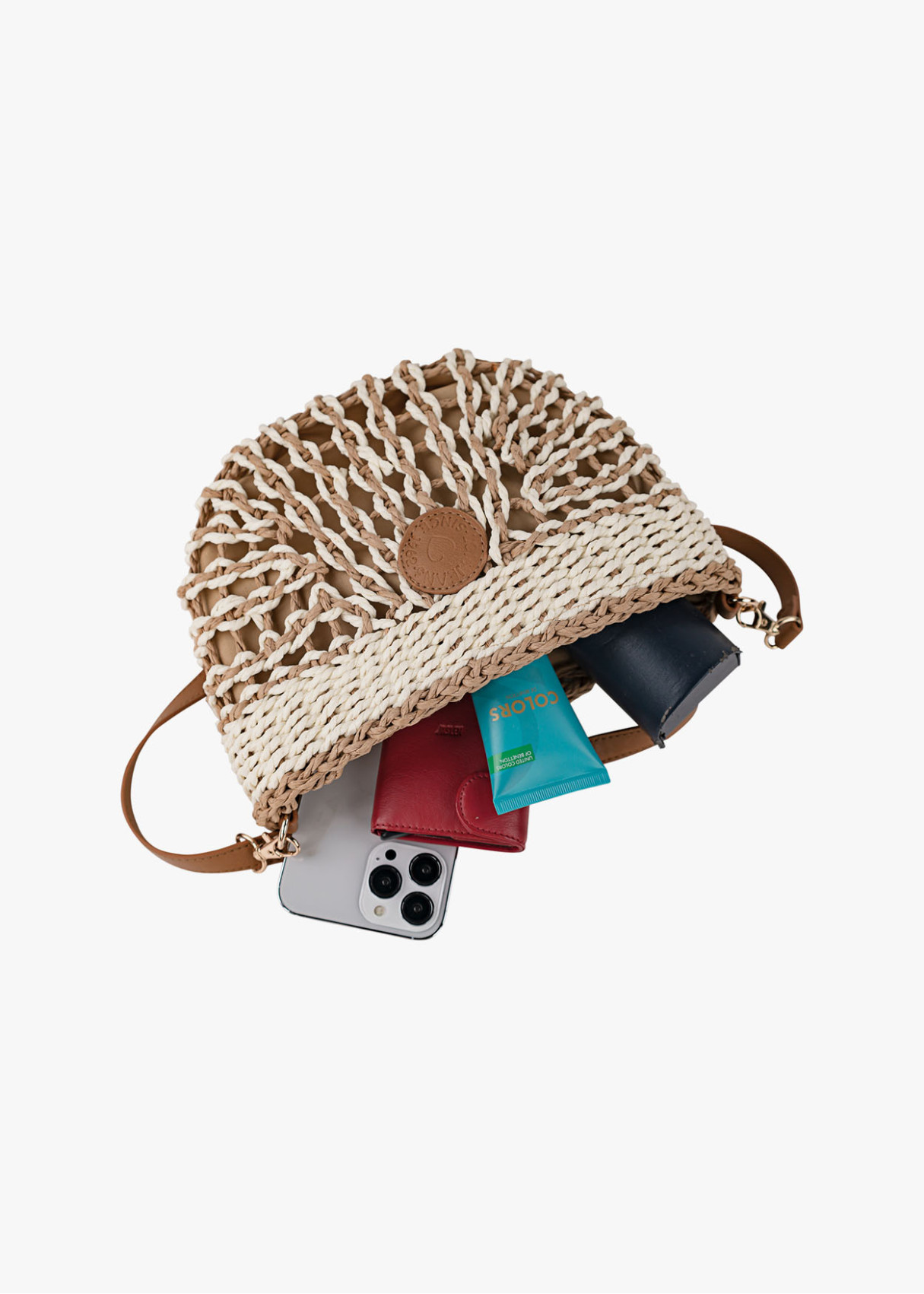 Bolso Bandolera elegante Rafia trenzado blanco