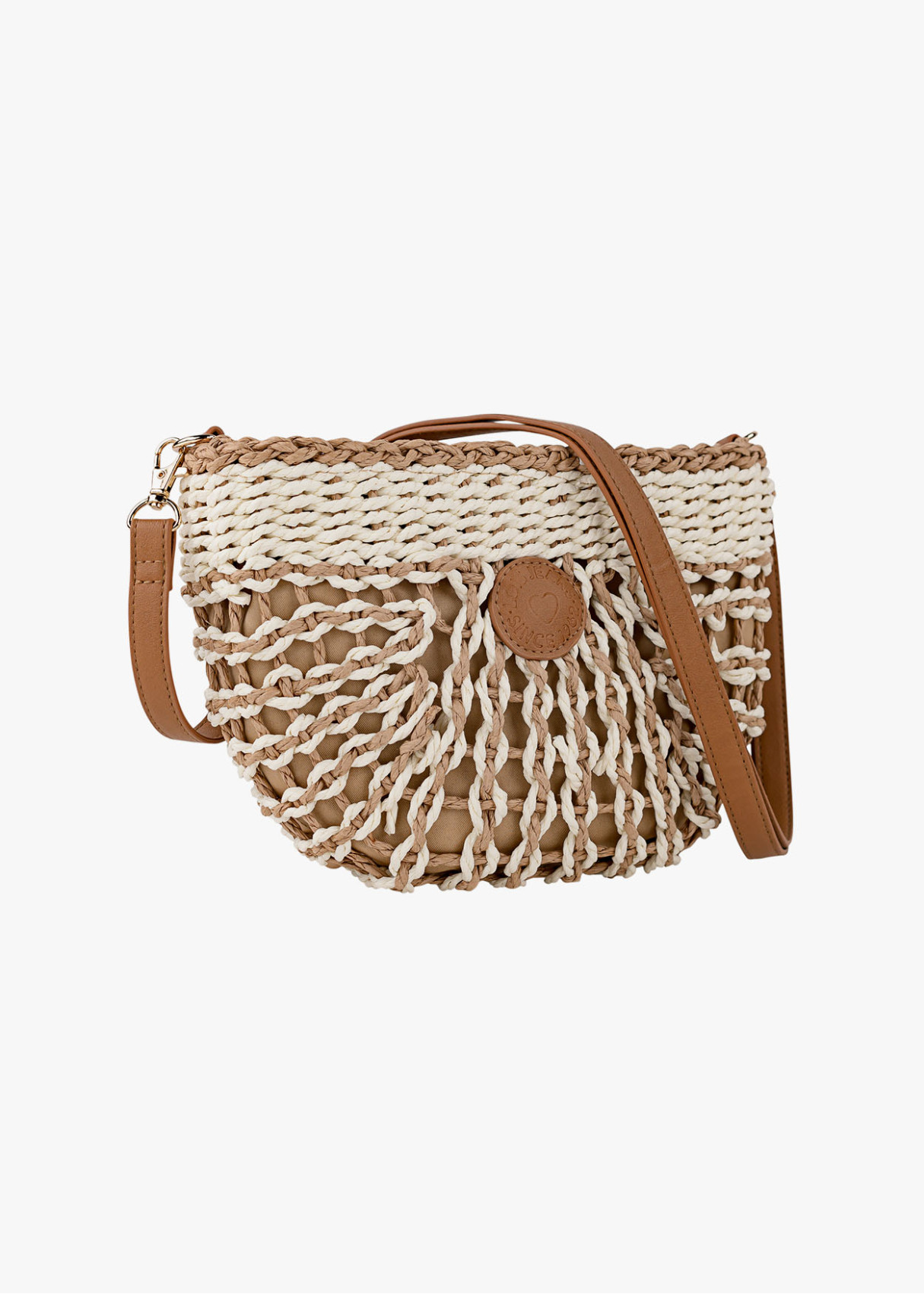 Bolso Bandolera elegante Rafia trenzado blanco