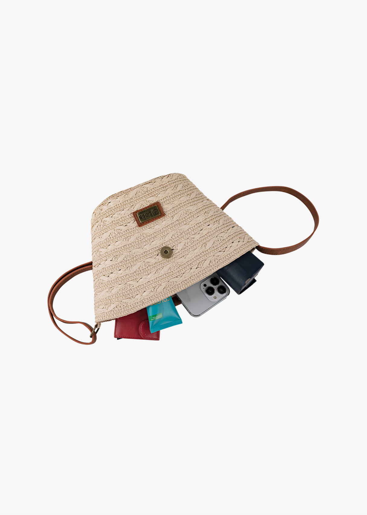 Bolso Bandolera Rafia Estilo Casual blanco