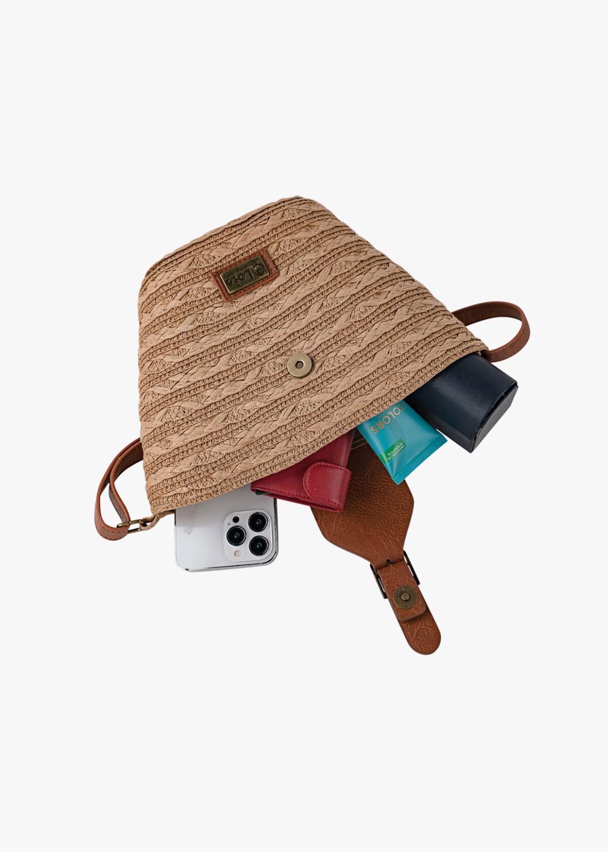 Bolso Bandolera Rafia Estilo Casual marrón