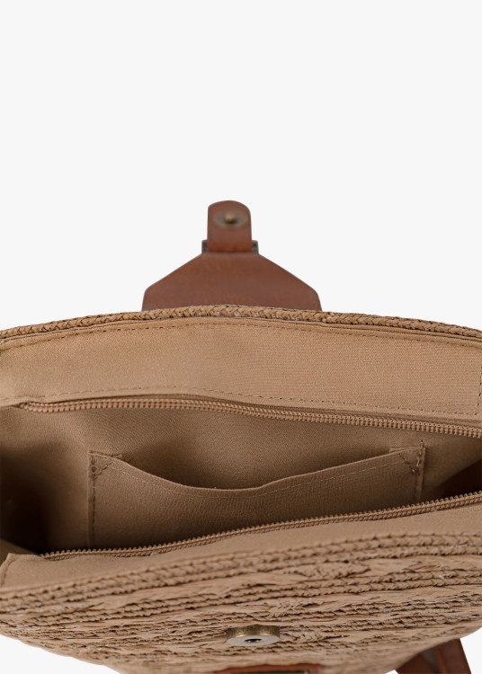 Bolso Bandolera Rafia Estilo Casual marrón