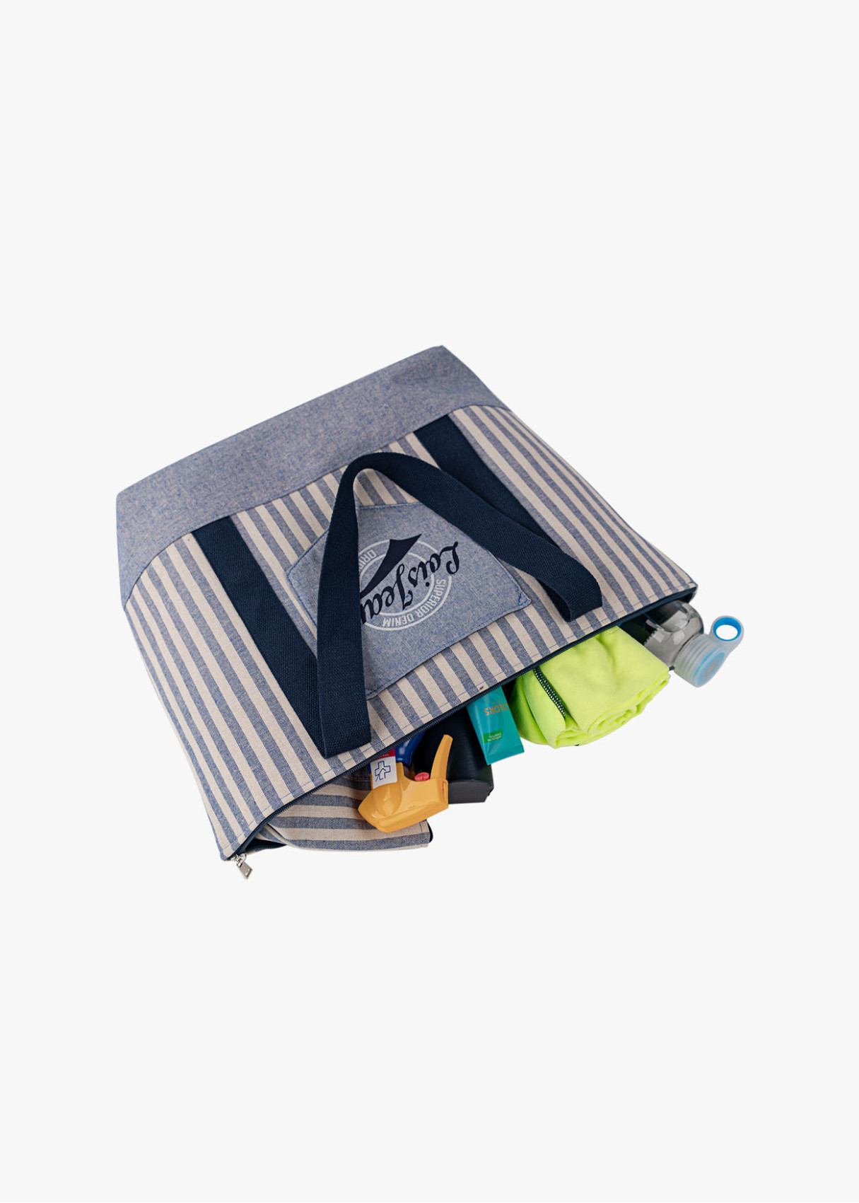 Bolso De Playa Grande Estilo Veraniego rayas azul