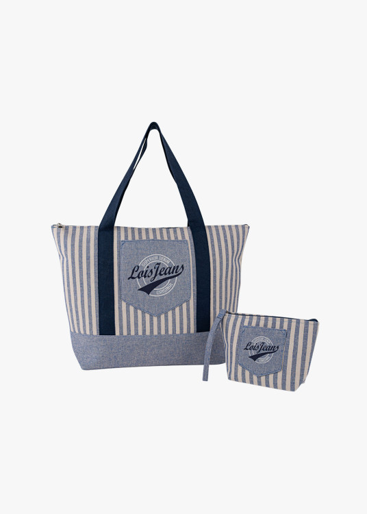 Bolso De Playa Grande Estilo Veraniego rayas azul