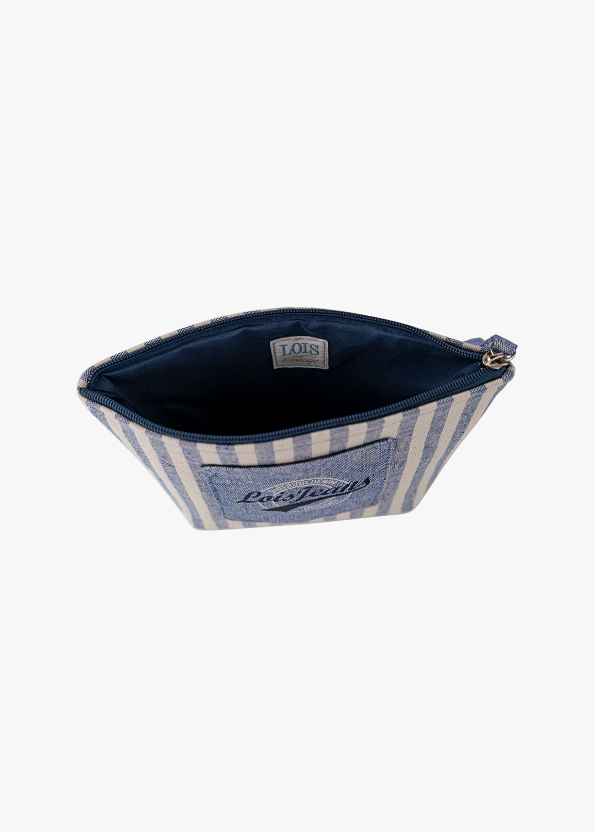 Neceser pequeño estampado rayas azul