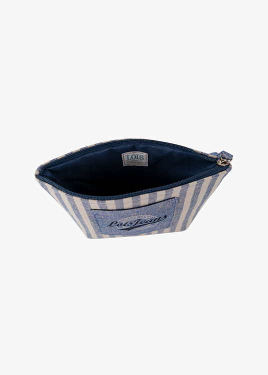 Neceser pequeño estampado rayas azul