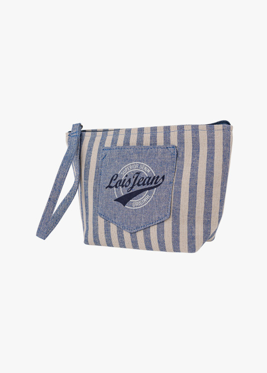 Neceser pequeño estampado rayas azul
