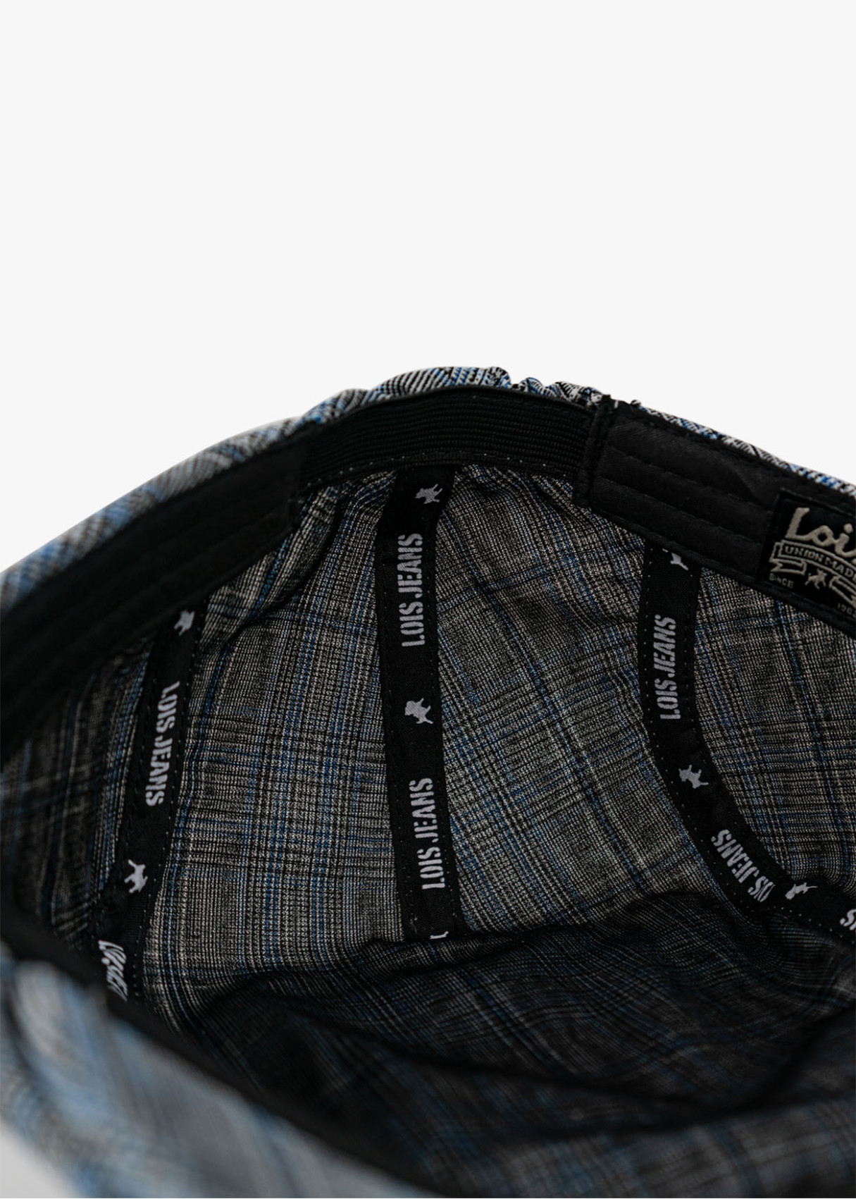 Boina plana estilo retro estampado cuadros azul