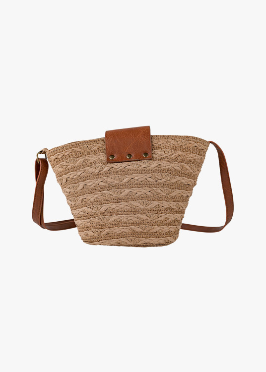 Bolso Bandolera Rafia Estilo Casual marrón