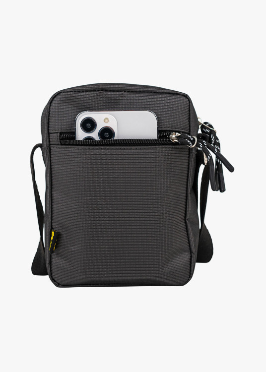 Bolso bandolera urbano múltiples compartimentos gris