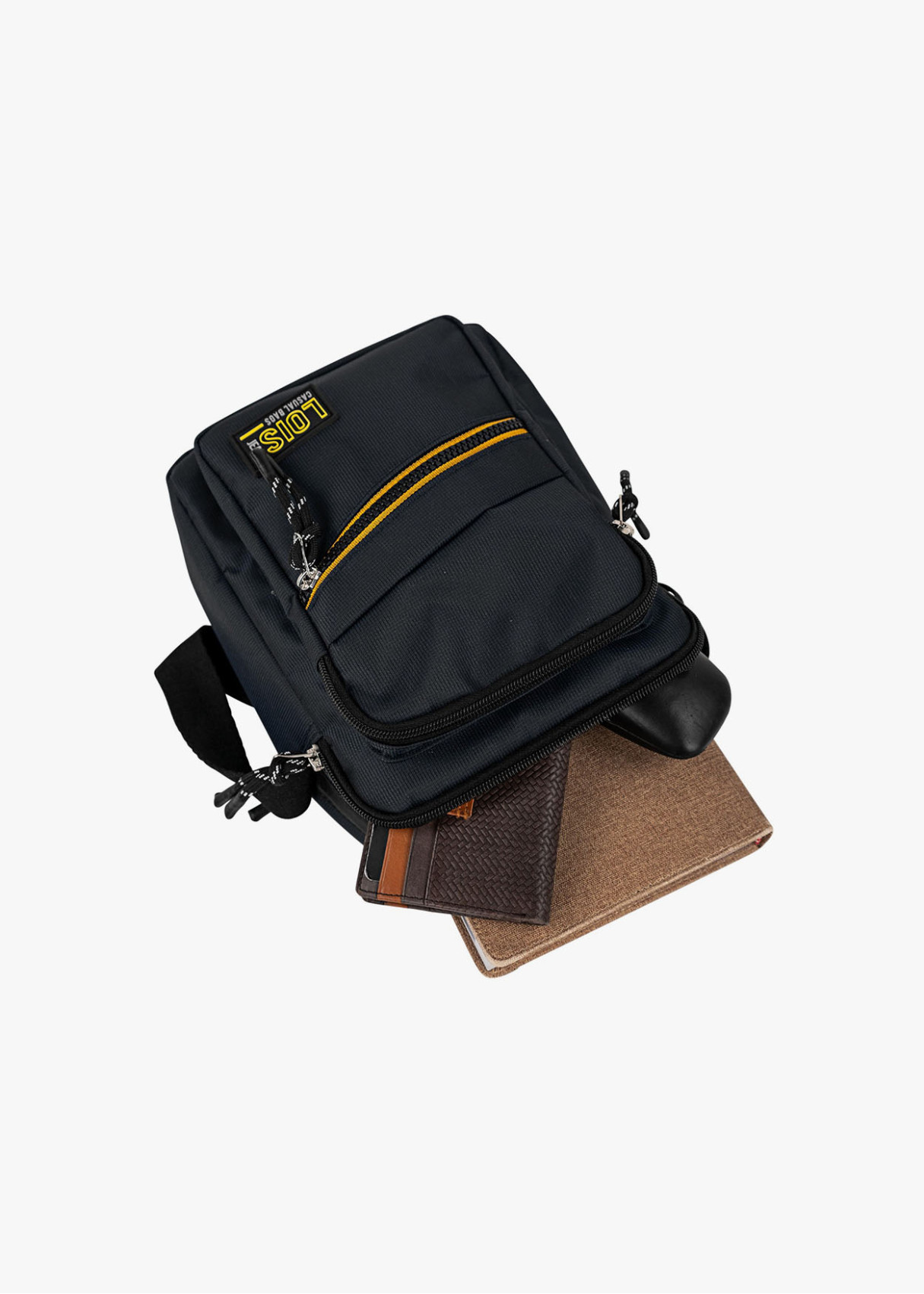 Bolso bandolera urbano múltiples compartimentos negro