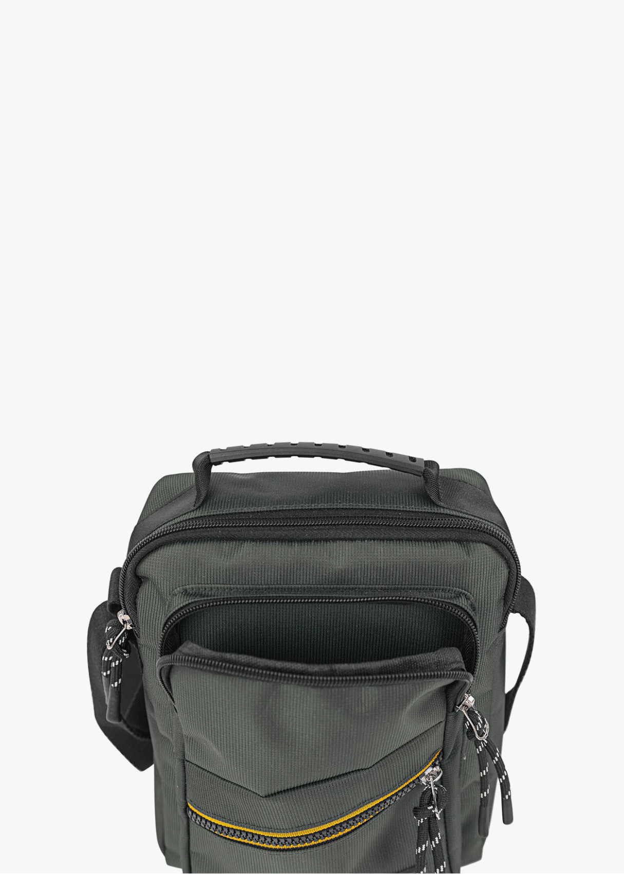 Bandolera urbana múltiples compartimentos gris oscuro