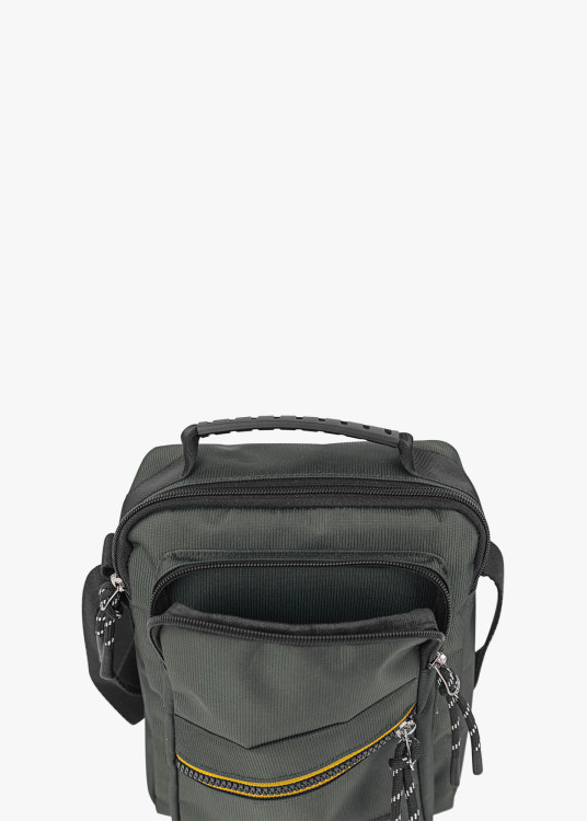 Bandolera urbana múltiples compartimentos gris oscuro