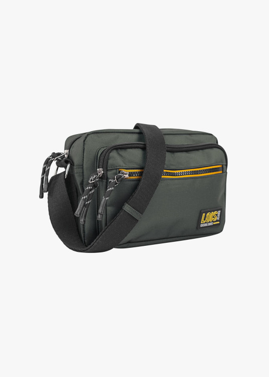 Bandolera casual doble compartimento gris oscuro