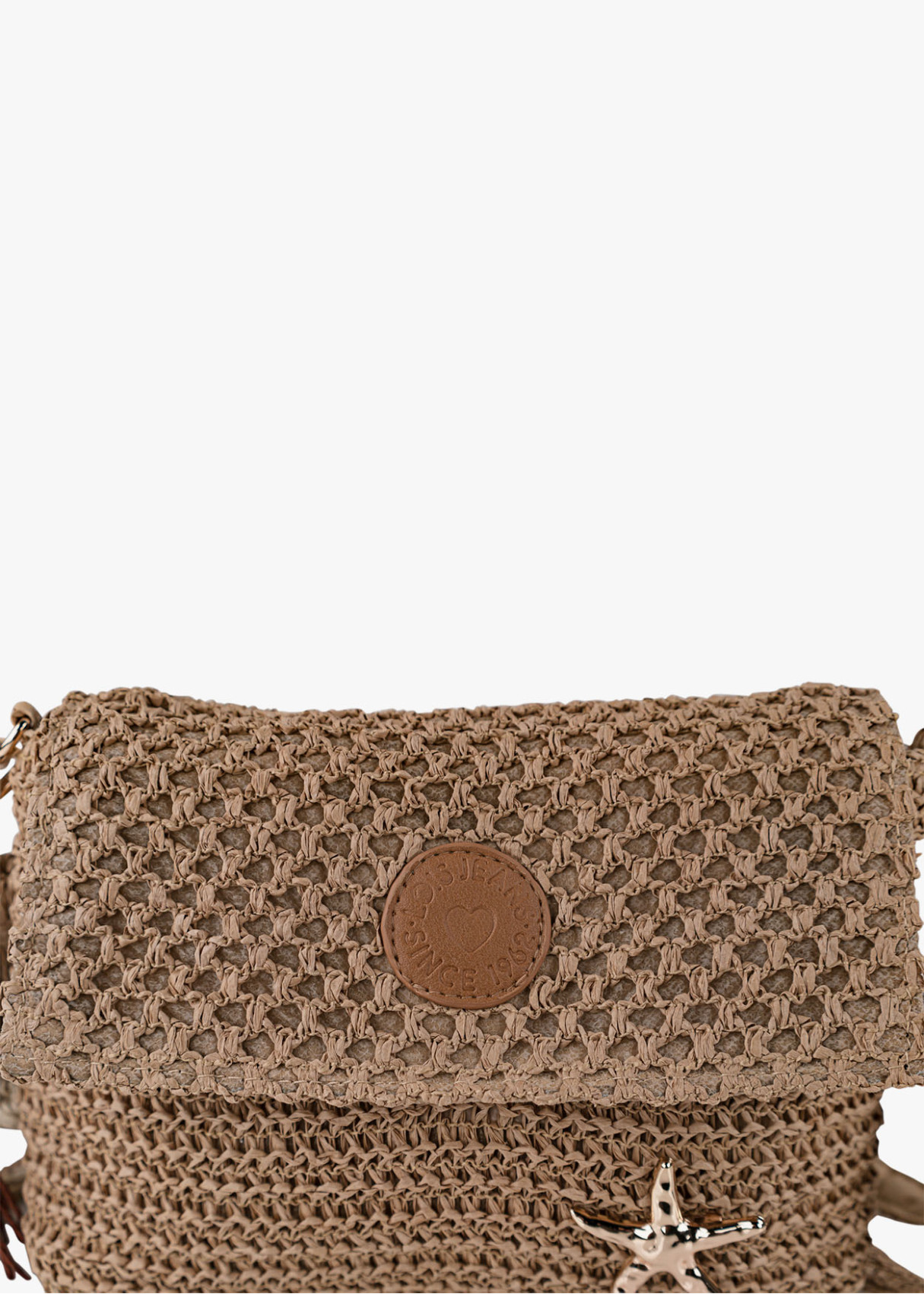 Bolso Bandolera Rafia Estilo veraniego detalle borlas marrón