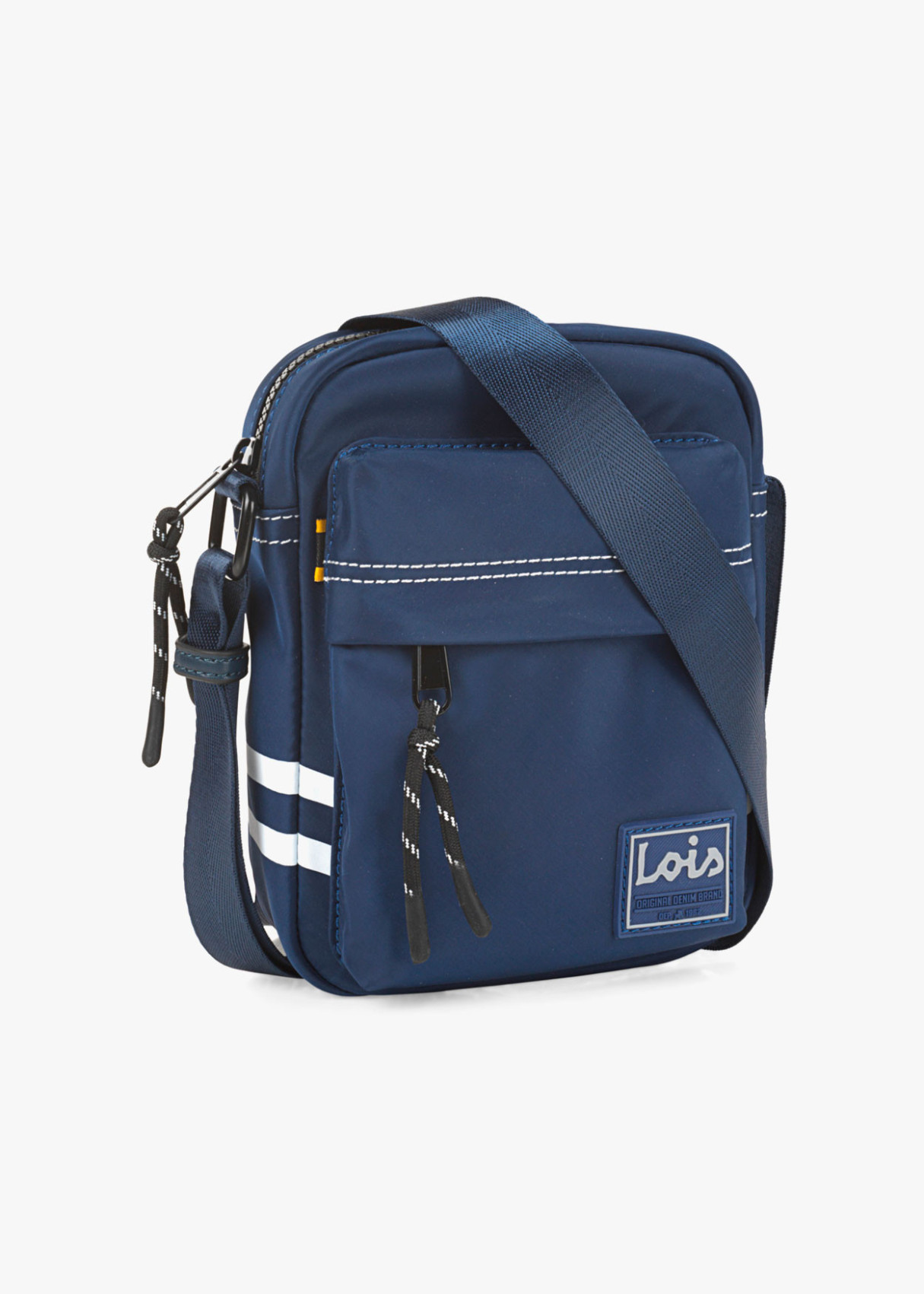 Bandolera ajustable con bolsillo y logo frontal azul