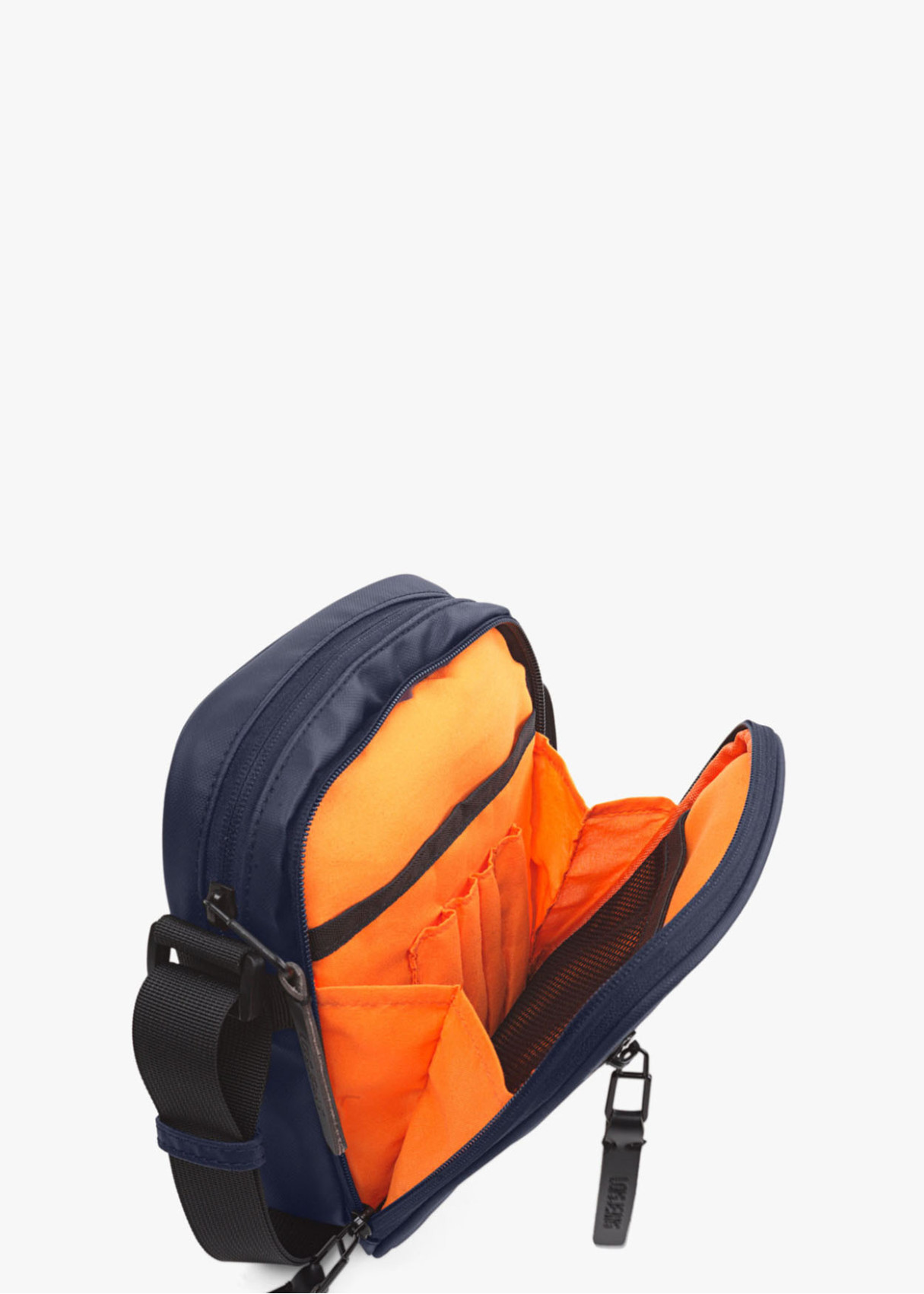 Bandolera ajustable con multiples compartimentos azul
