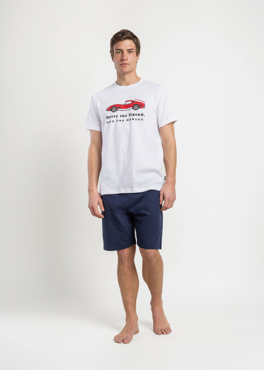 Pijama Manga Corta Driver blanco