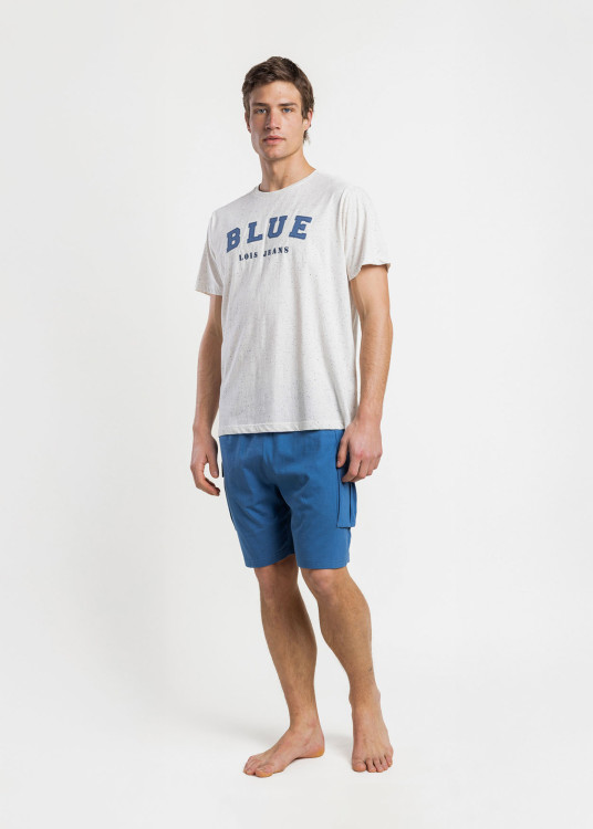 Pijama Manga Corta Frayed azul