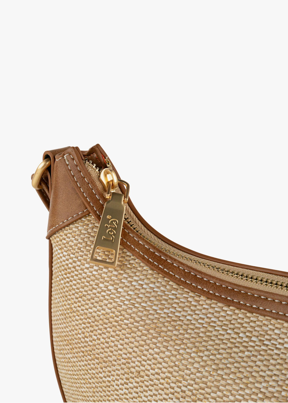 Bolso Bandolera rafia detalle llavero corazón marrón