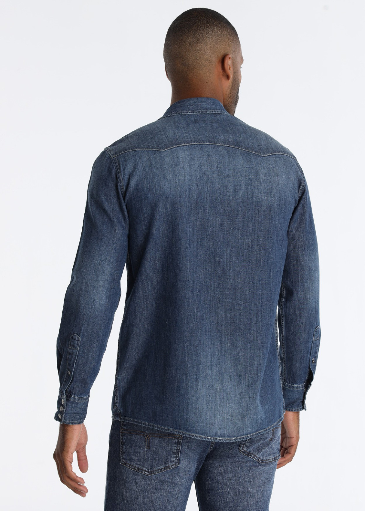 Camisa Vaquera Estilo Western Lavado Azul