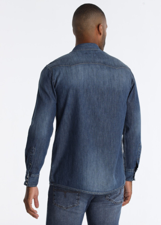 Camisa Vaquera De Estilo Western Con Lavado Azul