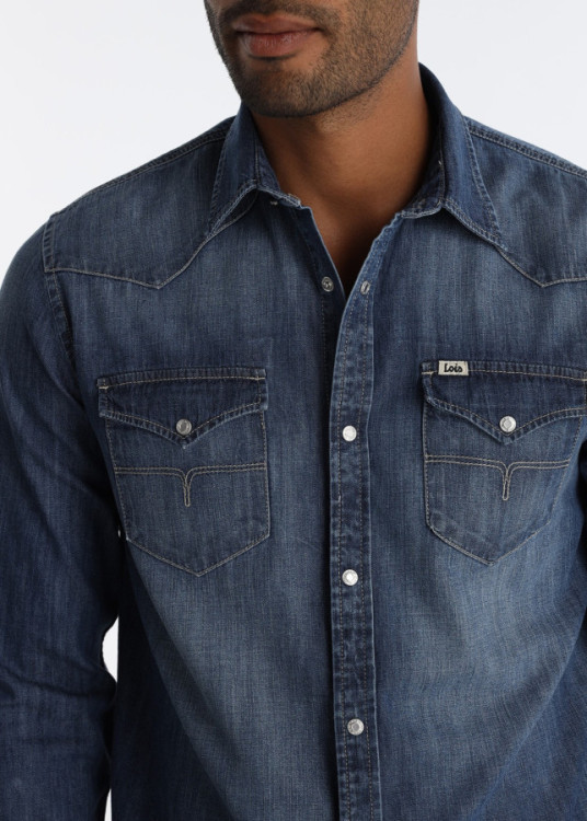 Camisa Vaquera De Estilo Western Con Lavado Azul