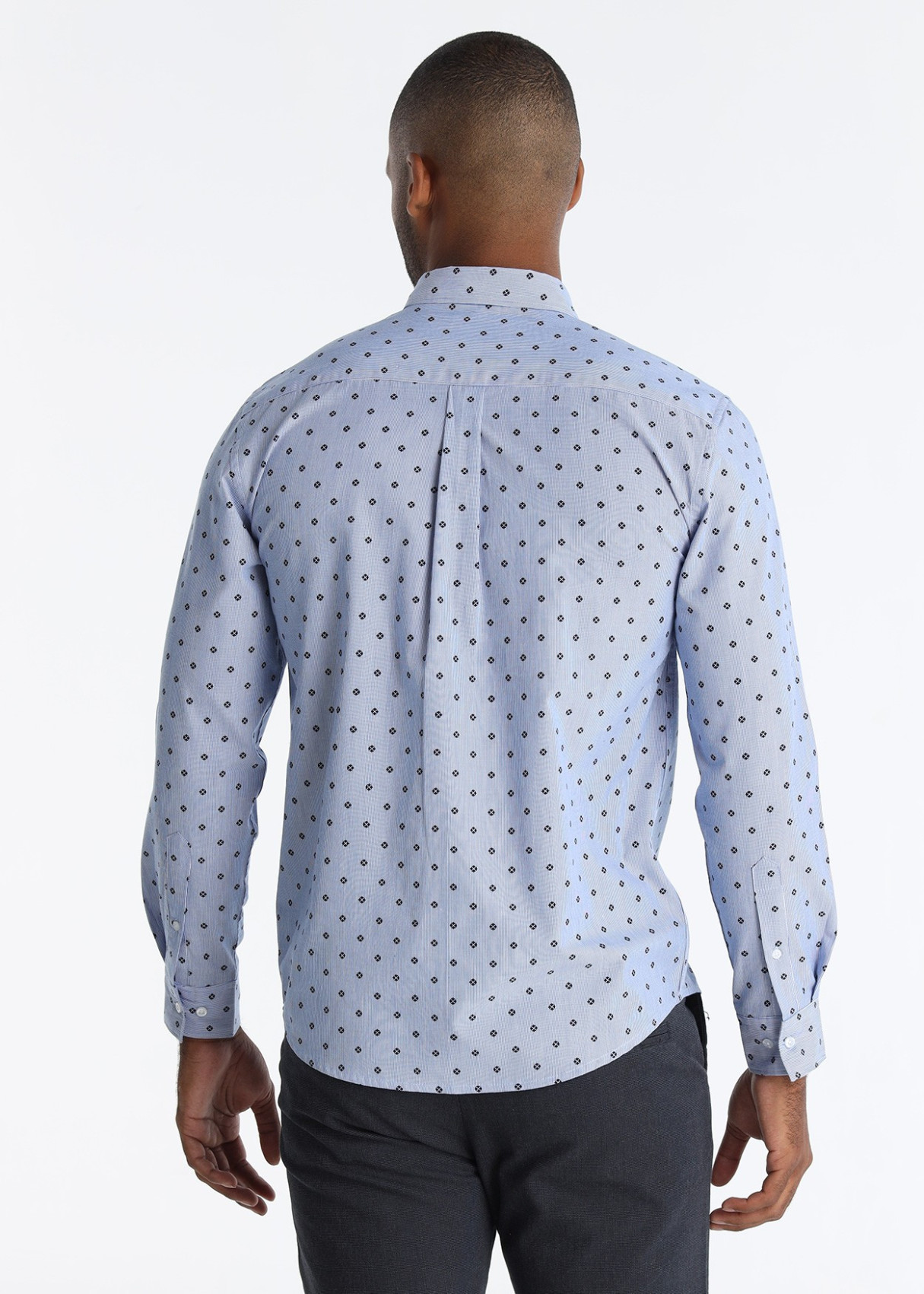 Camisa Mil Rayas Mini Print Detallado Estampada Azul